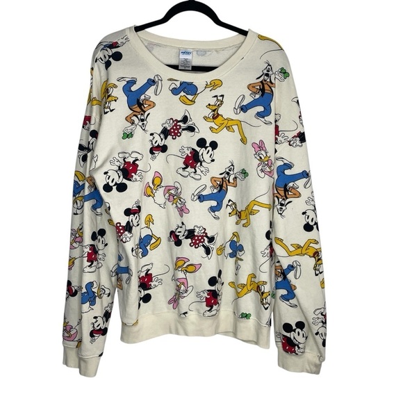 Disney Mickey and Friends Allover Graphic Print Pullover Crewneck Sweatshirt XXL - Picture 2 of 11